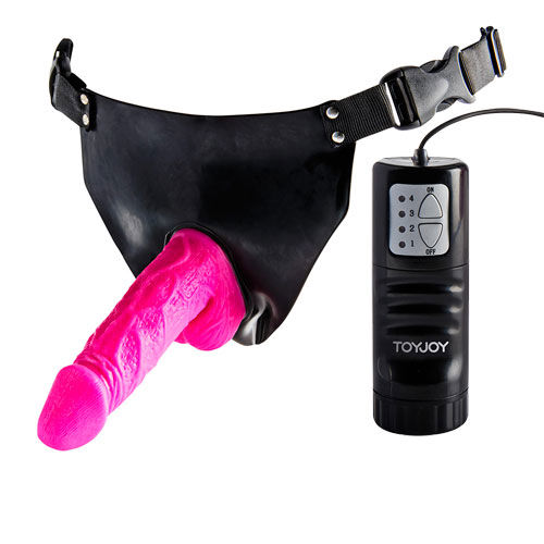 ToyJoy Pink Powergirl Strap On Vibrating Dong