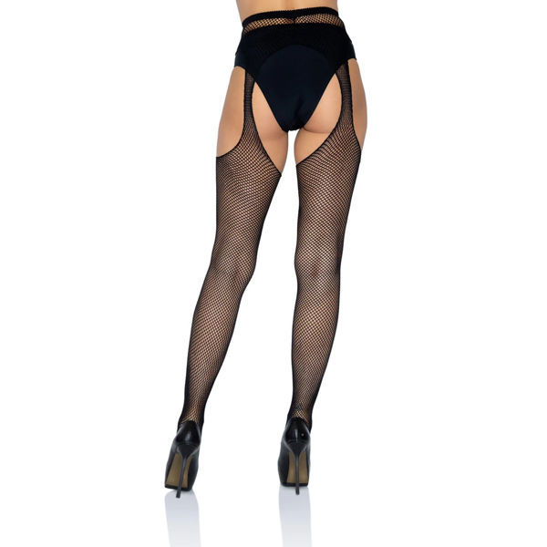 Leg Avenue Fishnet Suspender Pantyhose Black UK 6 to 12