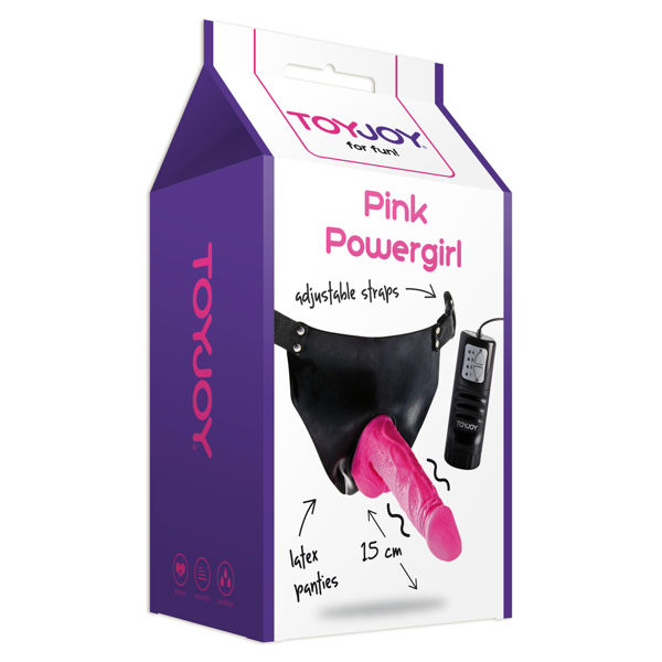 ToyJoy Pink Powergirl Strap On Vibrating Dong