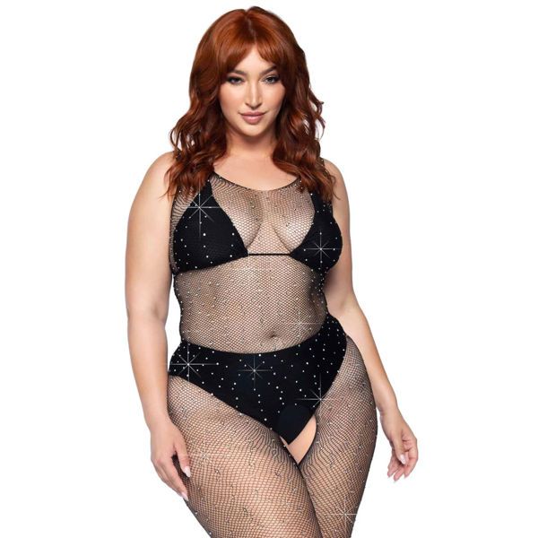 Leg Avenue Crystalized Net Bodystocking Plus Size UK 14 to 18