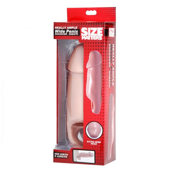 Size Matters Really Ample Wide Penis Enhancer Sheath Flesh