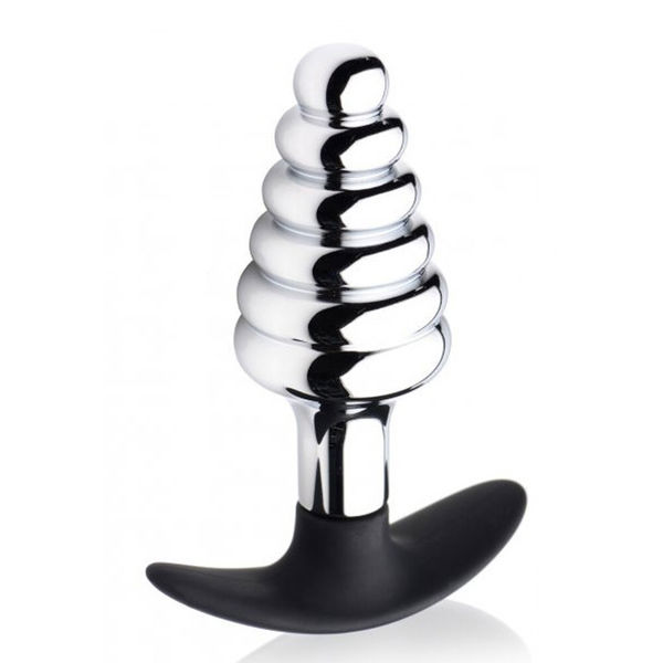 Master Series Dark Hive Metal And Silicone Ribbed Anal Plug