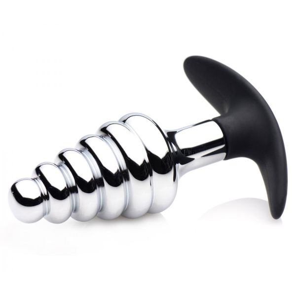 Master Series Dark Hive Metal And Silicone Ribbed Anal Plug