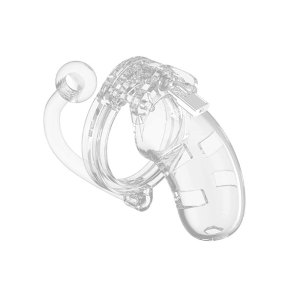 Man Cage 10  Male 3.5 Inch Clear Chastity Cage With Anal Plug