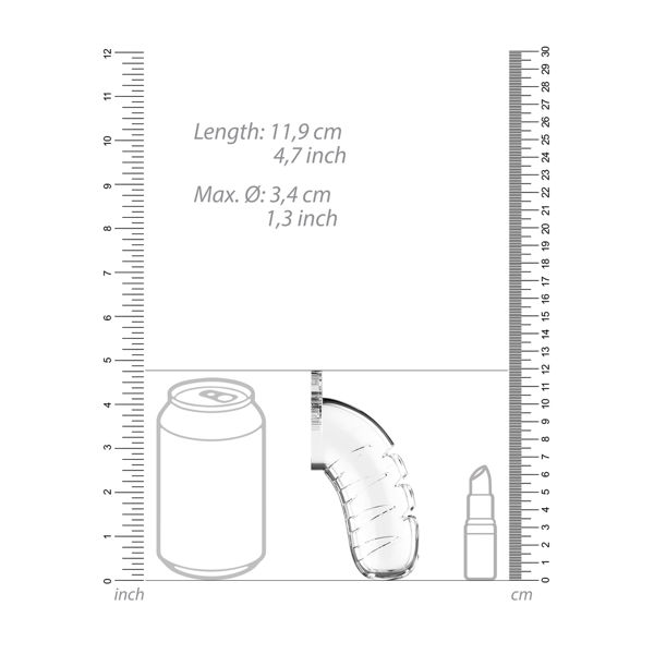 Man Cage 16 Male 4.5 Inch Clear Chastity Cage With Urethal Sound