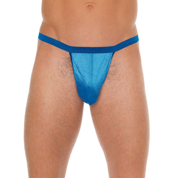 Mens Blue GString With Pouch