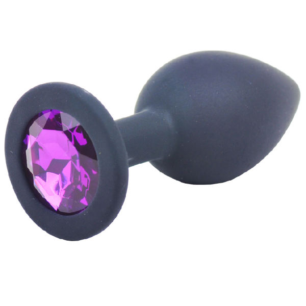 Small Black Jewelled Silicone Butt Plug