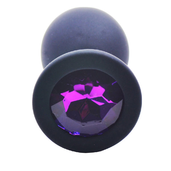 Small Black Jewelled Silicone Butt Plug