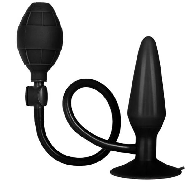 Black Booty Call Pumper Silicone Inflatable Medium Anal Plug